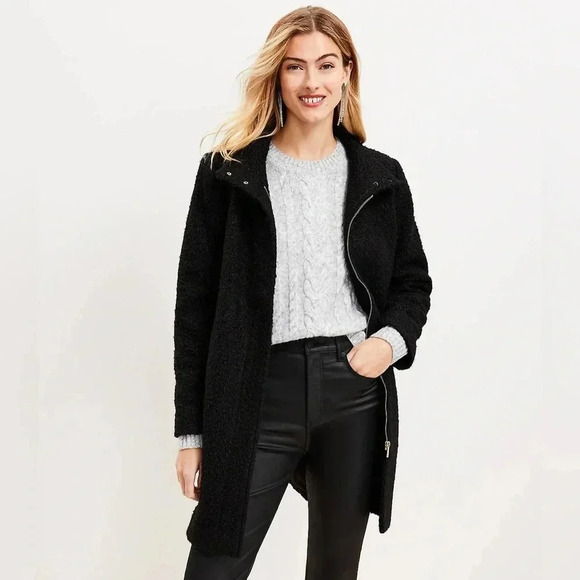 Loft curly funnel neck long coat size medium - Picture 1 of 8